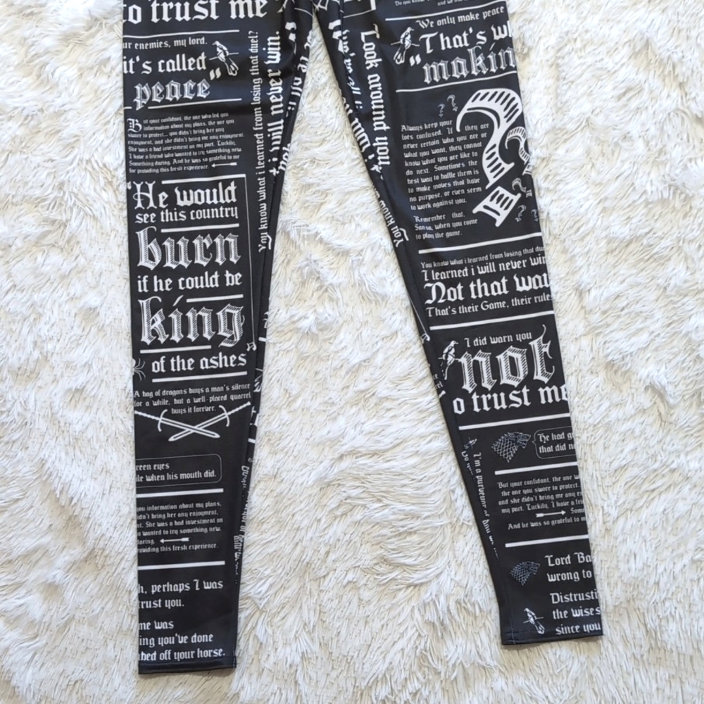 Blackmilk Game of Thrones Littlefinger Quotes HWMF Statement Leggings Size Small - Picture 7 of 15